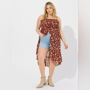 Torrid chiffon Button up Sleeveless Tunic Tattoo Saloon 1x 14-16 NEW